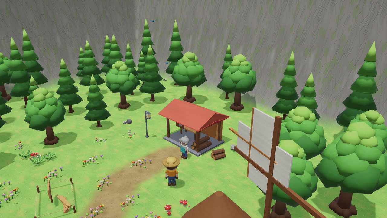 Hutan pinus dan gubuk tukang kayu